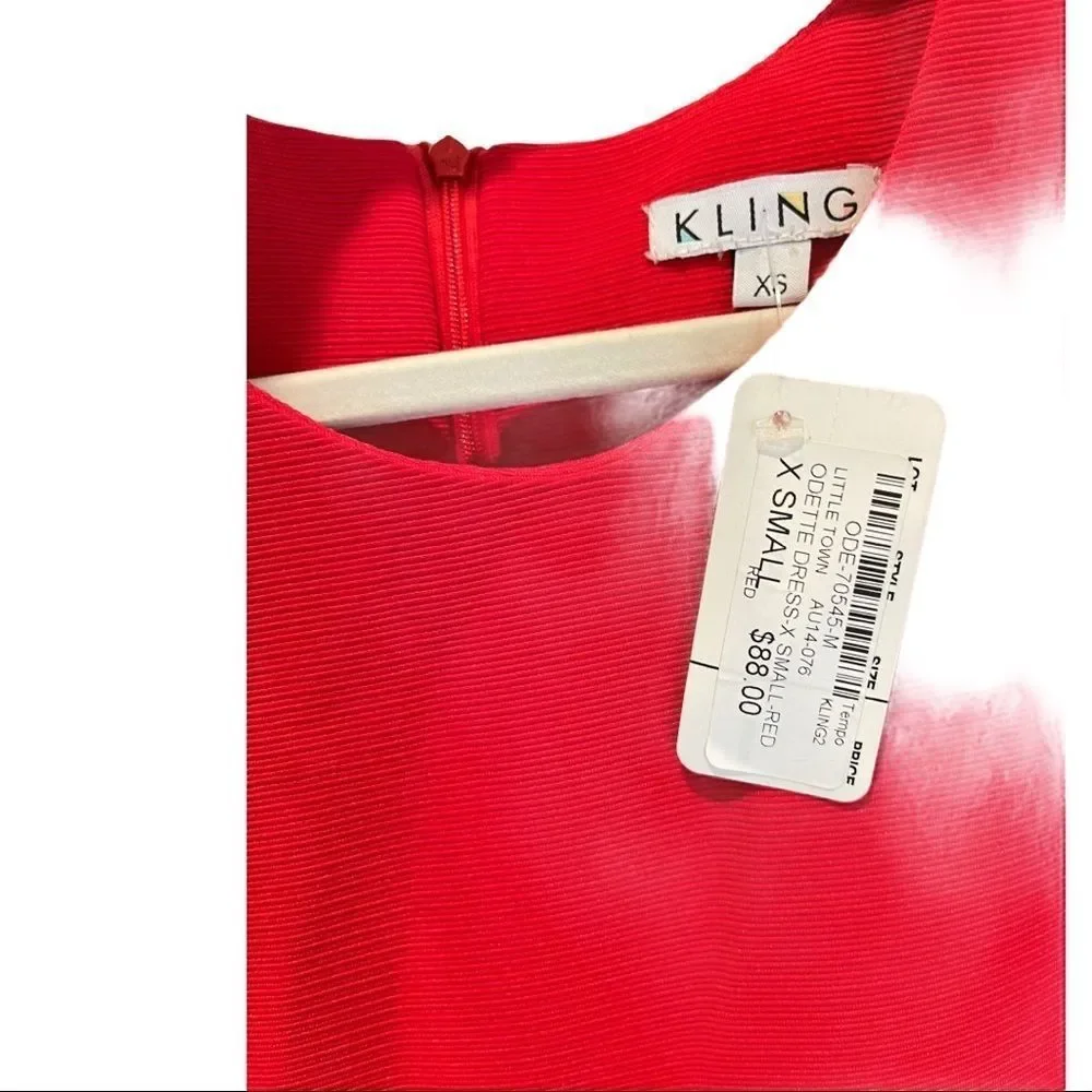 NWT Kling Brand Red Dress skater style Flattering fit womens dress size XS 0-2 - Picture 14 of 14